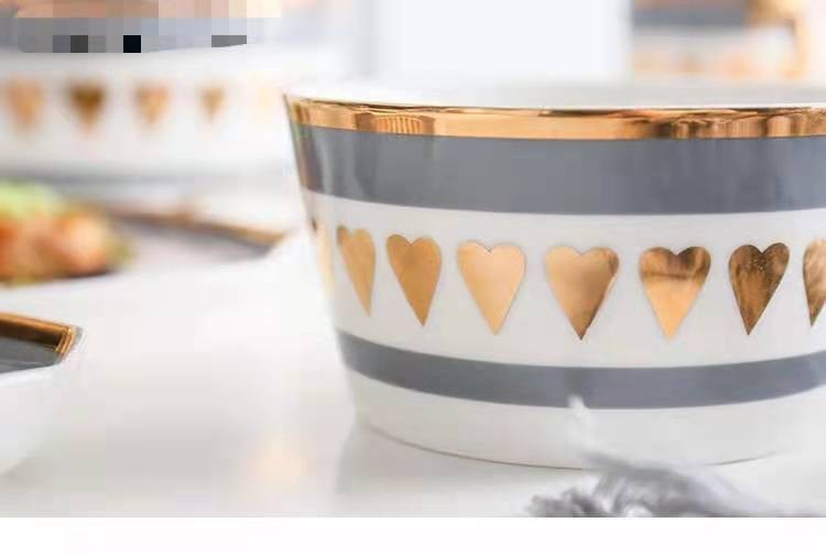 金色年华 创意描金八角形陶瓷餐具中西餐盘碗盘套装 马克杯碗盘详情图12