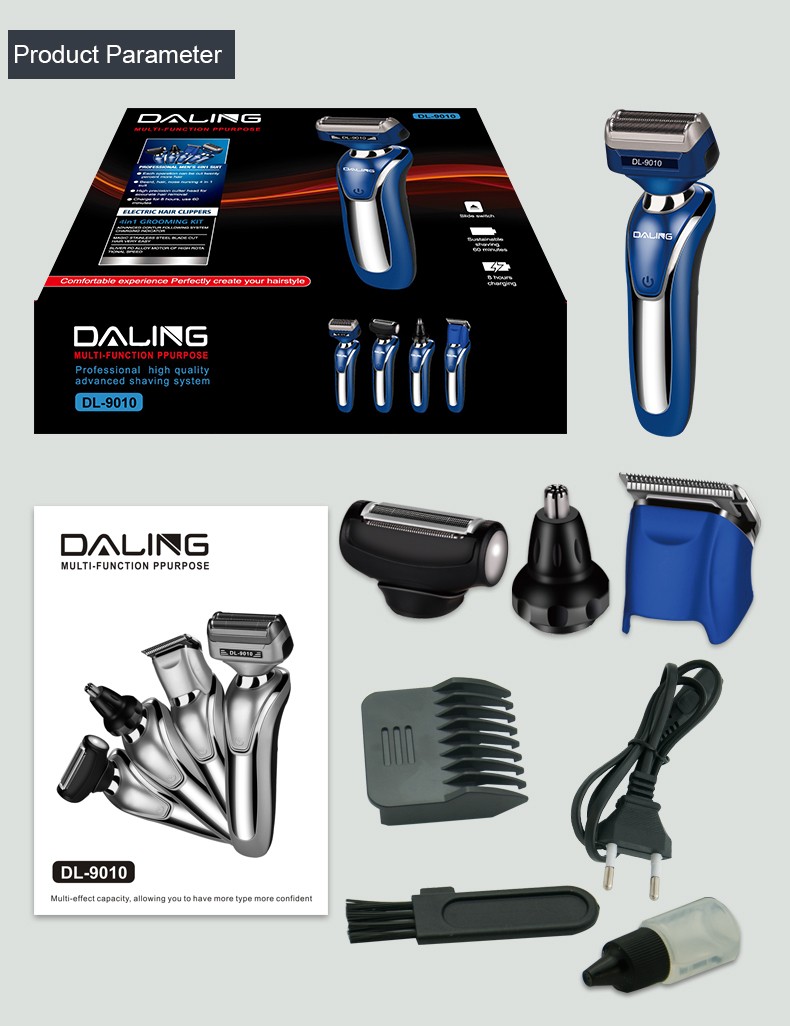 DALING-9010 Reciprocating electric rechargeable Razor, three-in-one multi-functional Hairdresser and nose hair remover for export wholesale detail image 14