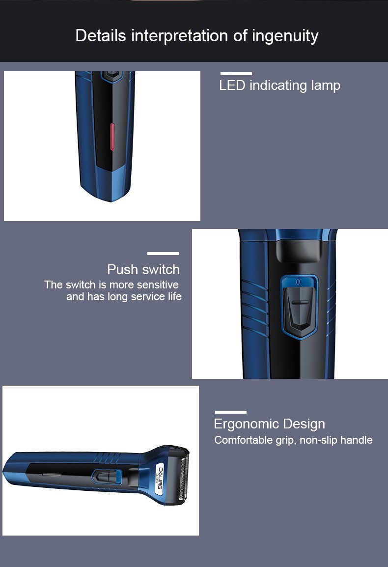 DALING-9016 Reciprocating electric rechargeable Razor, three-in-one multi-functional Hairdresser and nose hair remover for export wholesale detail image 12