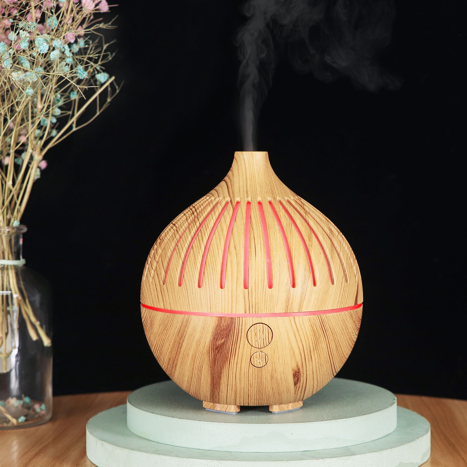 KP-5301 madera grano color luz USB humidificador aroma difusor details Picture