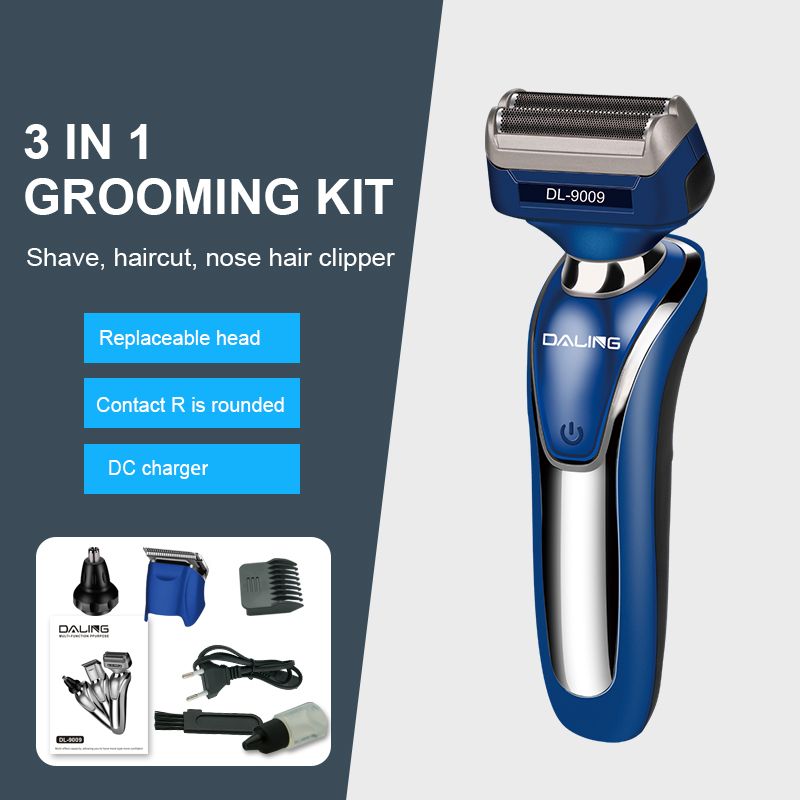 DALING-9009 Reciprocating electric rechargeable razor, three-in-one multi-functional hairdresser and nose hair remover for export wholesale