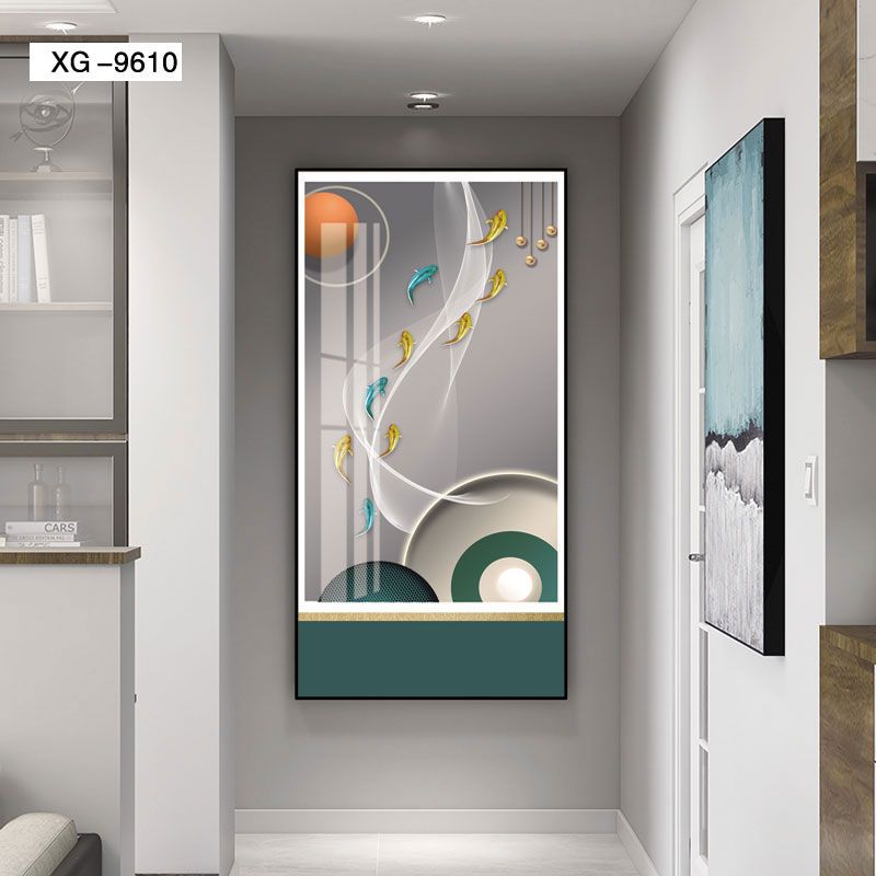 Crystal Porcelain Entrance Porch Decorative Painting Star Diamond Gilt Painting Vertical Version Corridor Mural Background Wall Modern Simple Fantasy Hanging Painting details Picture