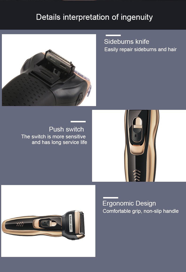 DALING-9007 Three-in-one Shaver, Reciprocating Multi-functional electric Hairdresser, Nose hair Razor, rechargeable razor, Cross-border wholesale detail image 12