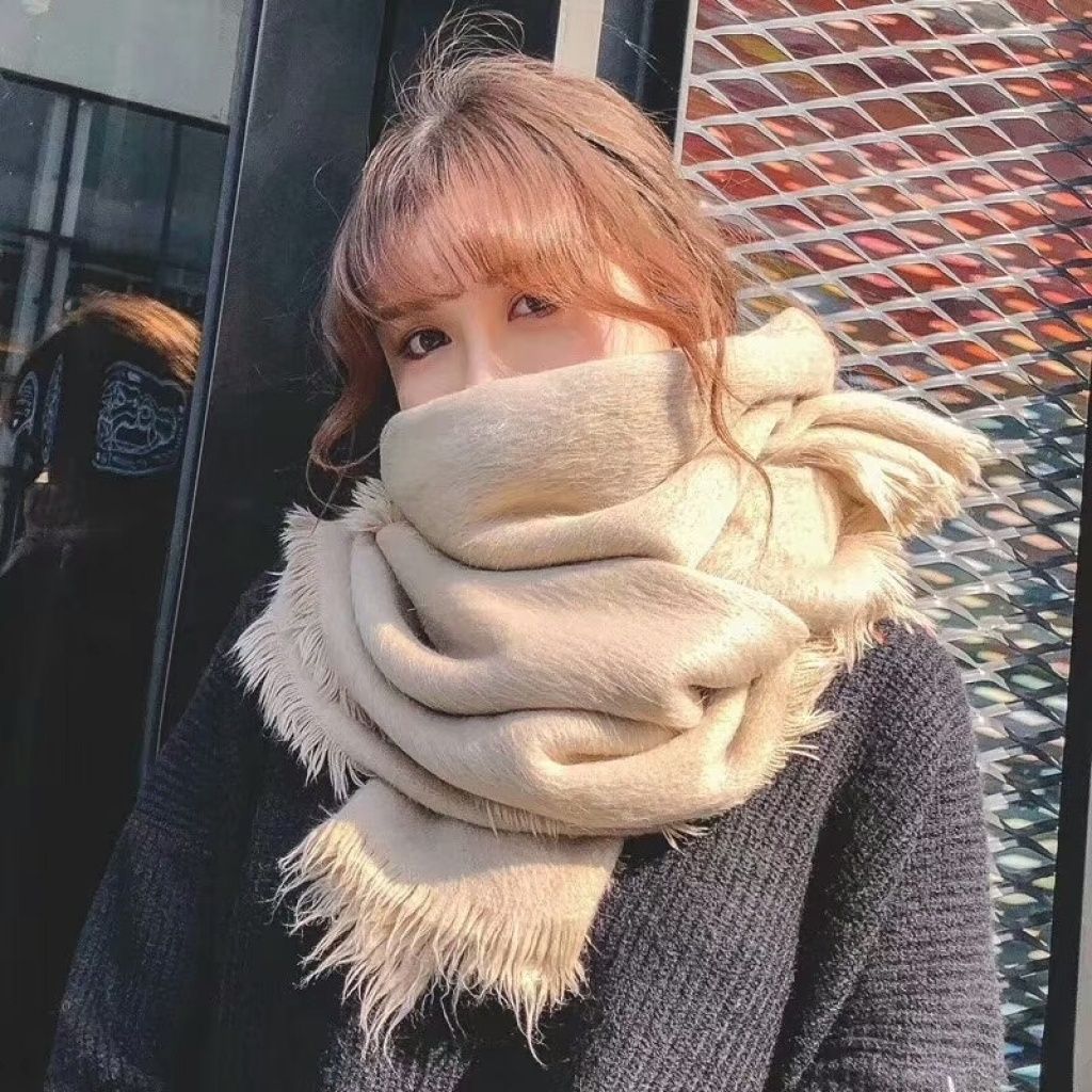 Janice reborde de influencers repulsión estilo coreano bufanda mujer invierno versátil estola doble uso estudiante casual otoño invierno largo cuello Specification image