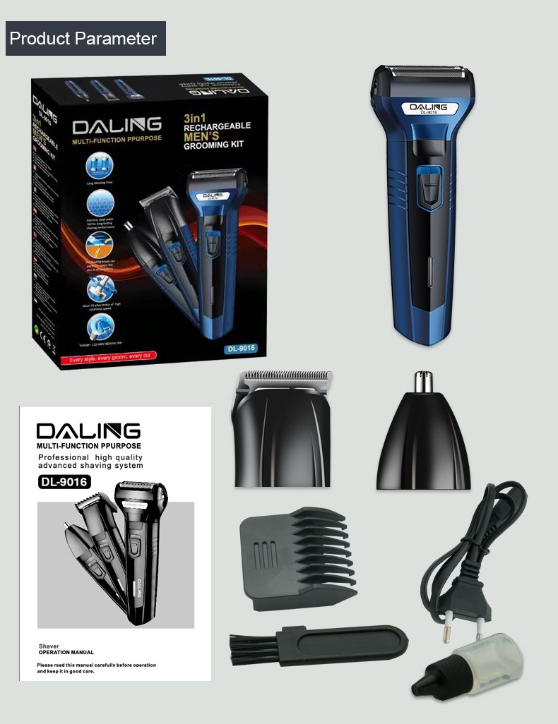 DALING-9016 Reciprocating electric rechargeable Razor, three-in-one multi-functional Hairdresser and nose hair remover for export wholesale detail image 14