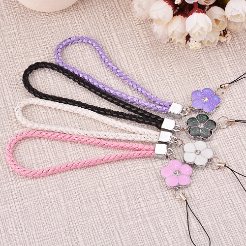 Mobile phone wrist short lanyard four-leaf woven hand string series