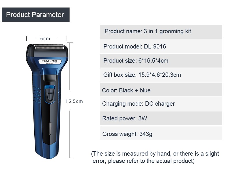 DALING-9016 Reciprocating electric rechargeable Razor, three-in-one multi-functional Hairdresser and nose hair remover for export wholesale detail image 13