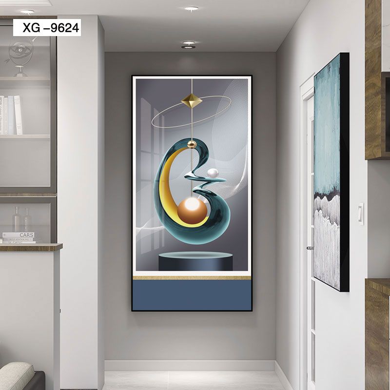 Crystal Porcelain Entrance Porch Decorative Painting Star Diamond Gilt Painting Vertical Version Corridor Mural Background Wall Modern Simple Fantasy Hanging Painting Application Scenario
