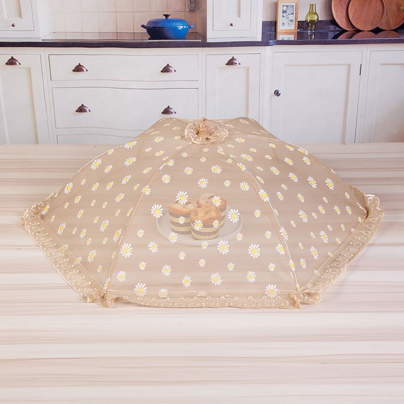 菜罩圆形蕾丝花边菜罩家用折叠防尘防虫食物罩菜罩桌罩244