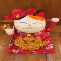 Nantai classic red money tree handmade copper money can be shaking cat