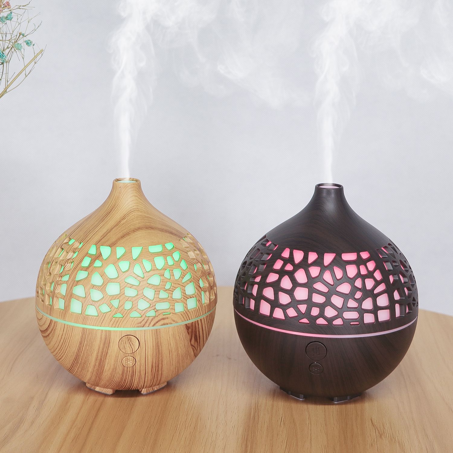 KP-5303 Wood Grain USB Seven-color Light Aroma Diffuser Humidifier