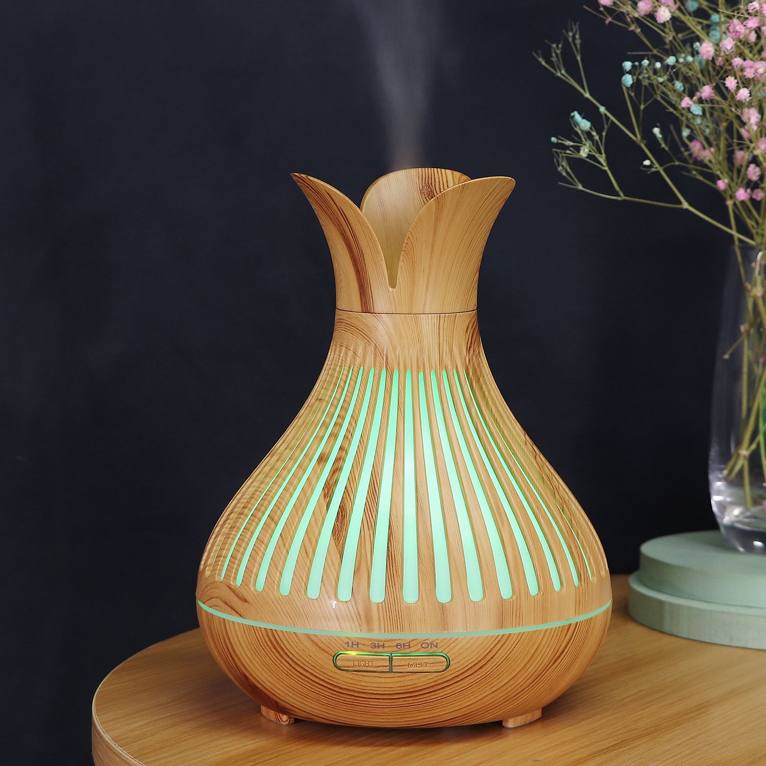 500ML wood grain color light aroma diffuser humidifier