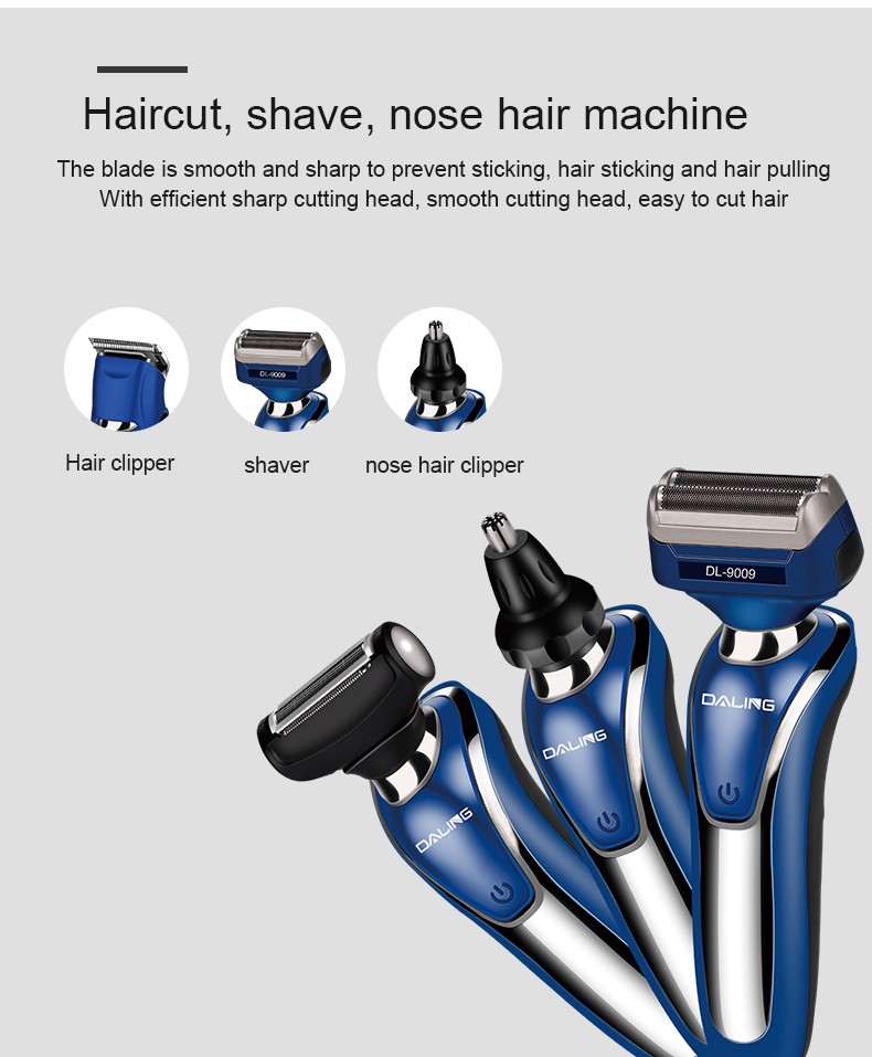 DALING-9009 Reciprocating electric rechargeable razor, three-in-one multi-functional hairdresser and nose hair remover for export wholesale detail image 4