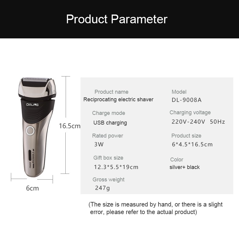 DALING-9008A electric shaver, reciprocating razor, rechargeable men's beard razor, wholesale for export detail image 10