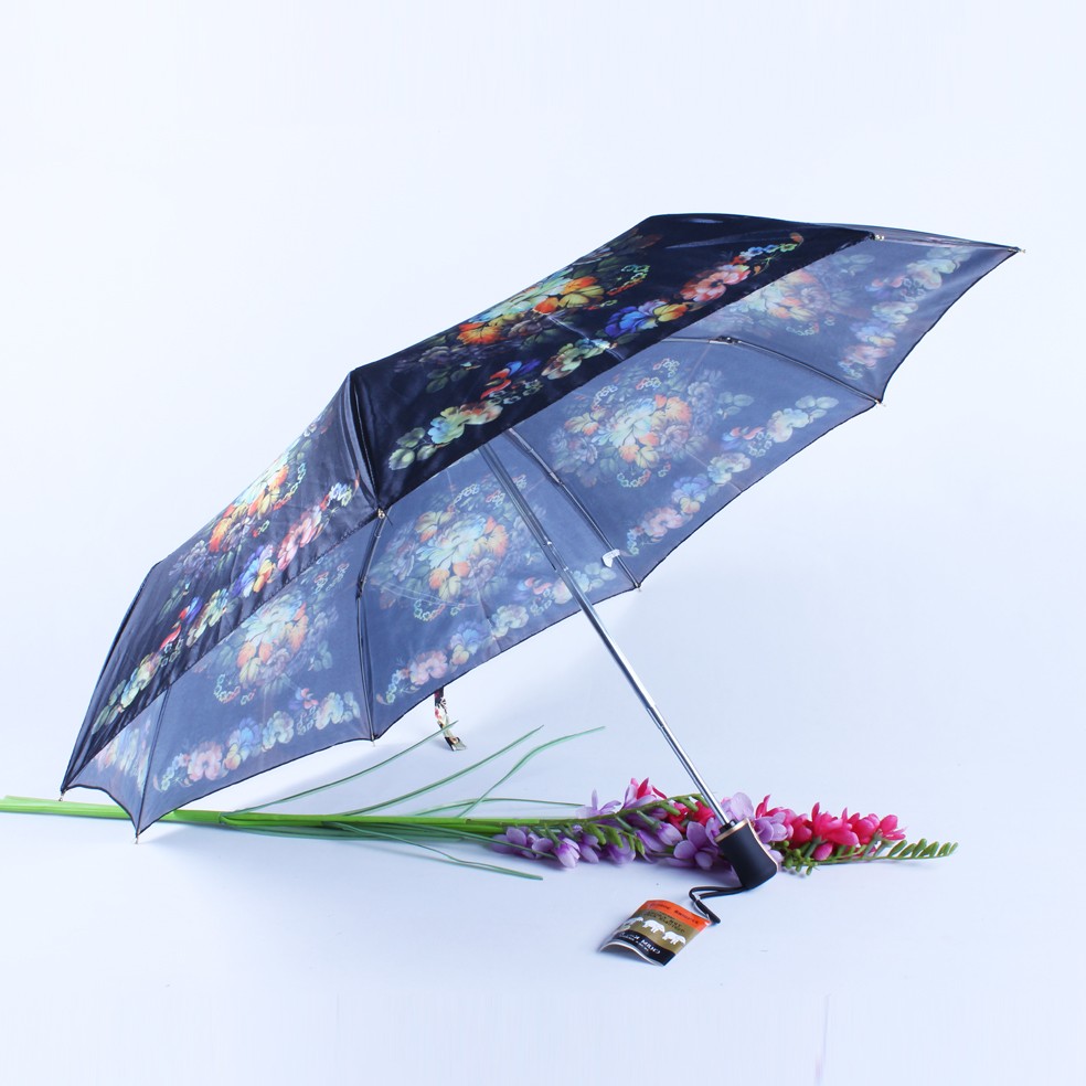 Colorant three-fold fully automatic super windproof digital printing AUTO folding umbrella detail image 1