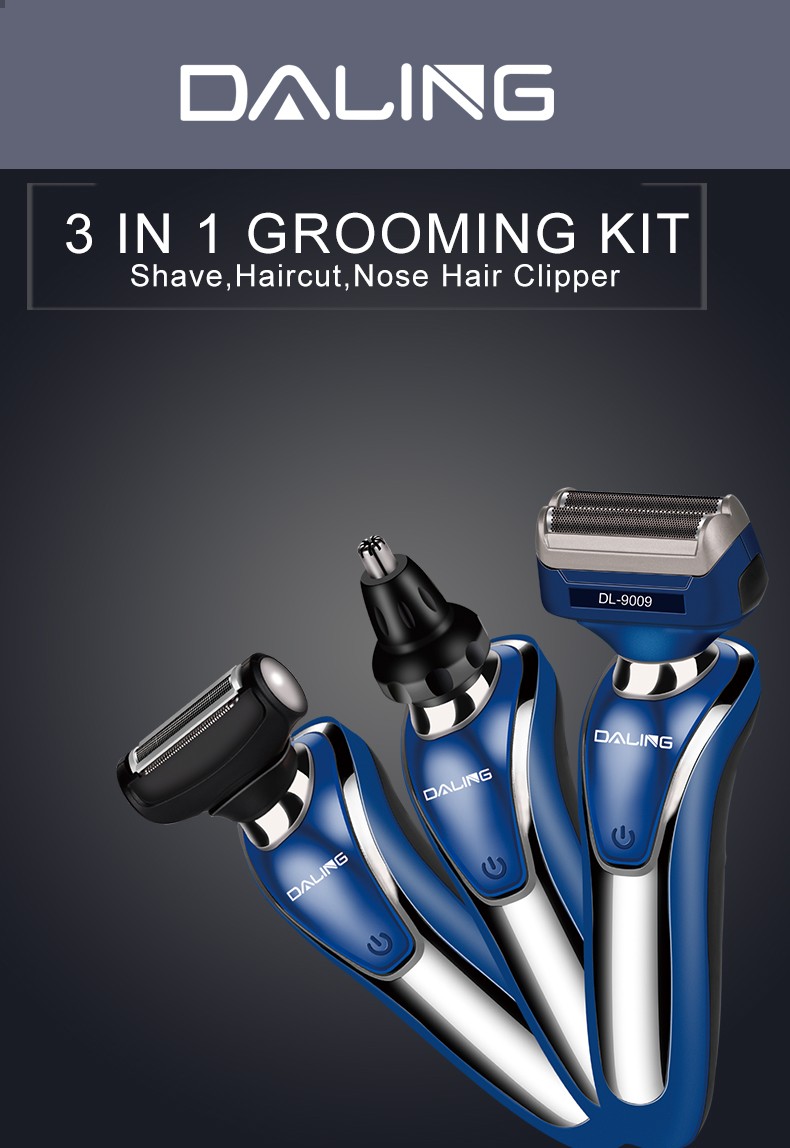 DALING-9009 Reciprocating electric rechargeable razor, three-in-one multi-functional hairdresser and nose hair remover for export wholesale detail image 1