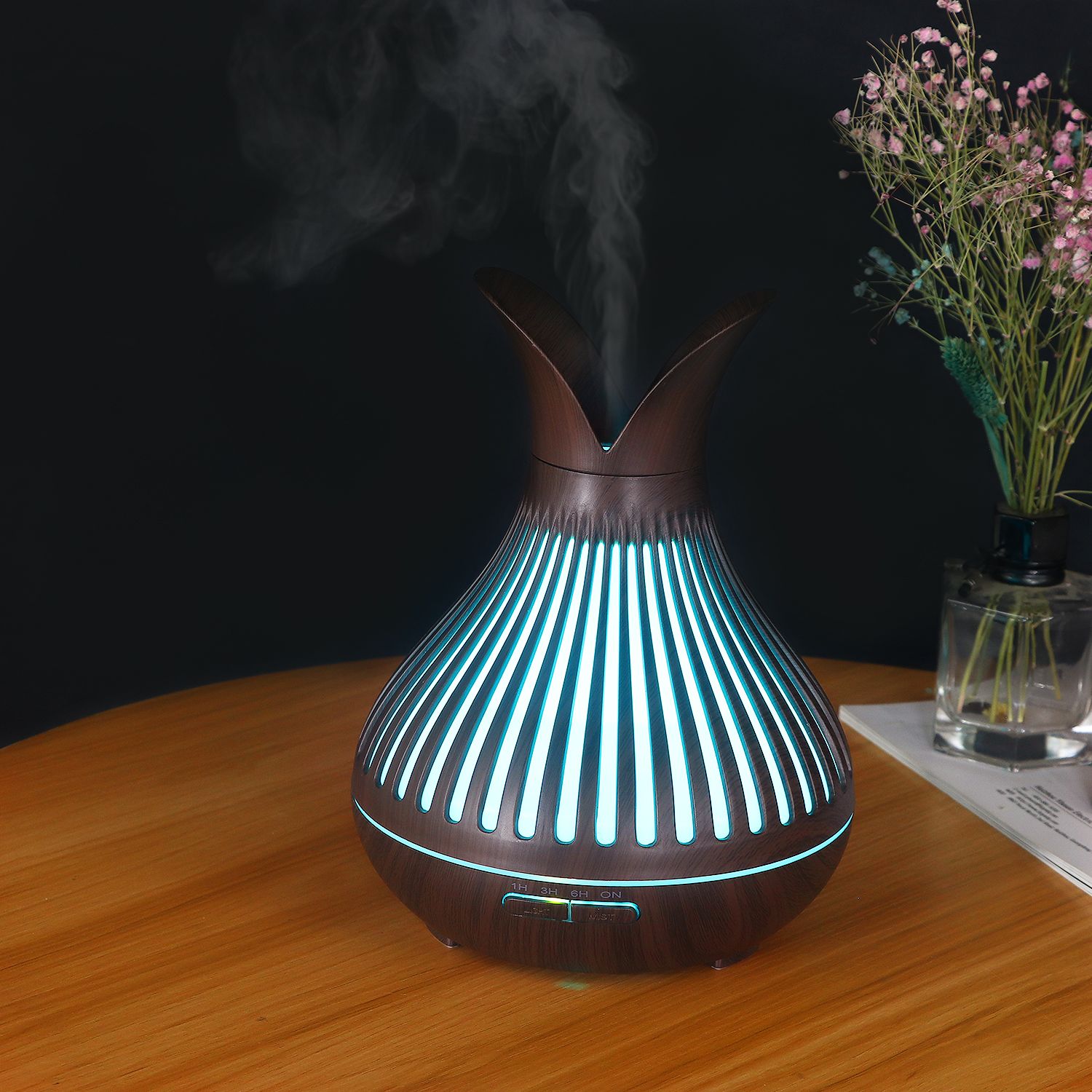 500ML wood grain color lamp humidifier aroma diffuser details Picture