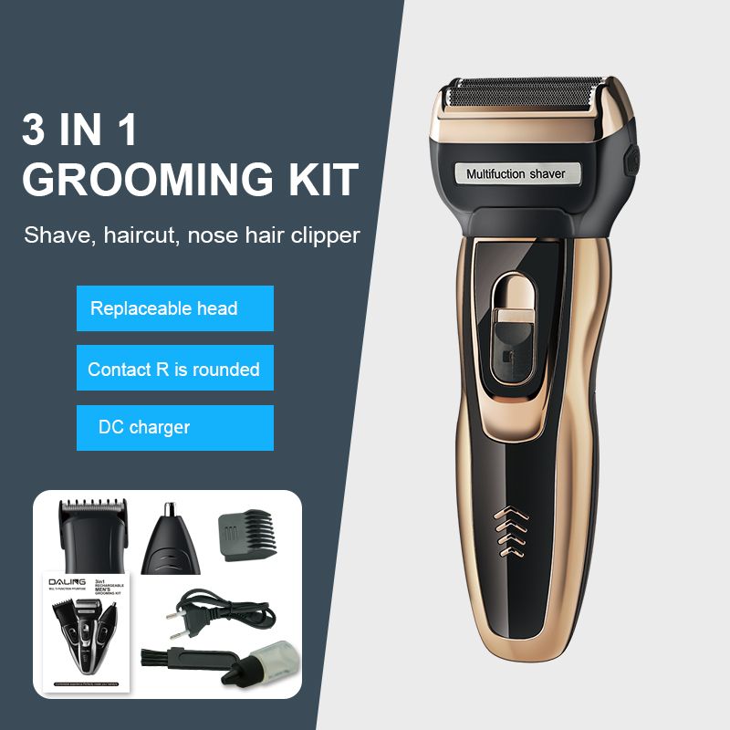 DALING-9007 Three-in-one Shaver, Reciprocating Multi-functional electric Hairdresser, Nose hair Razor, rechargeable razor, Cross-border wholesale