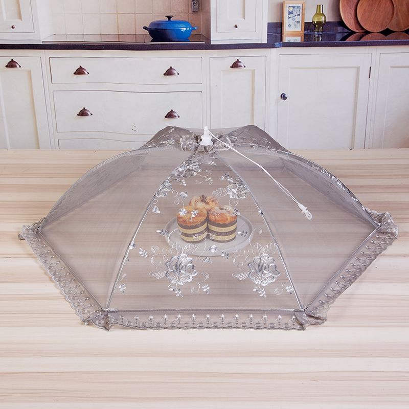 菜罩圆形蕾丝花边菜罩家用折叠防尘防虫食物罩菜罩桌罩143