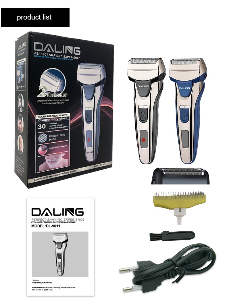 DALING-9011 men's razor, electric rechargeable, genuine, reciprocating beard blade, washable, wholesale for export detail image 11