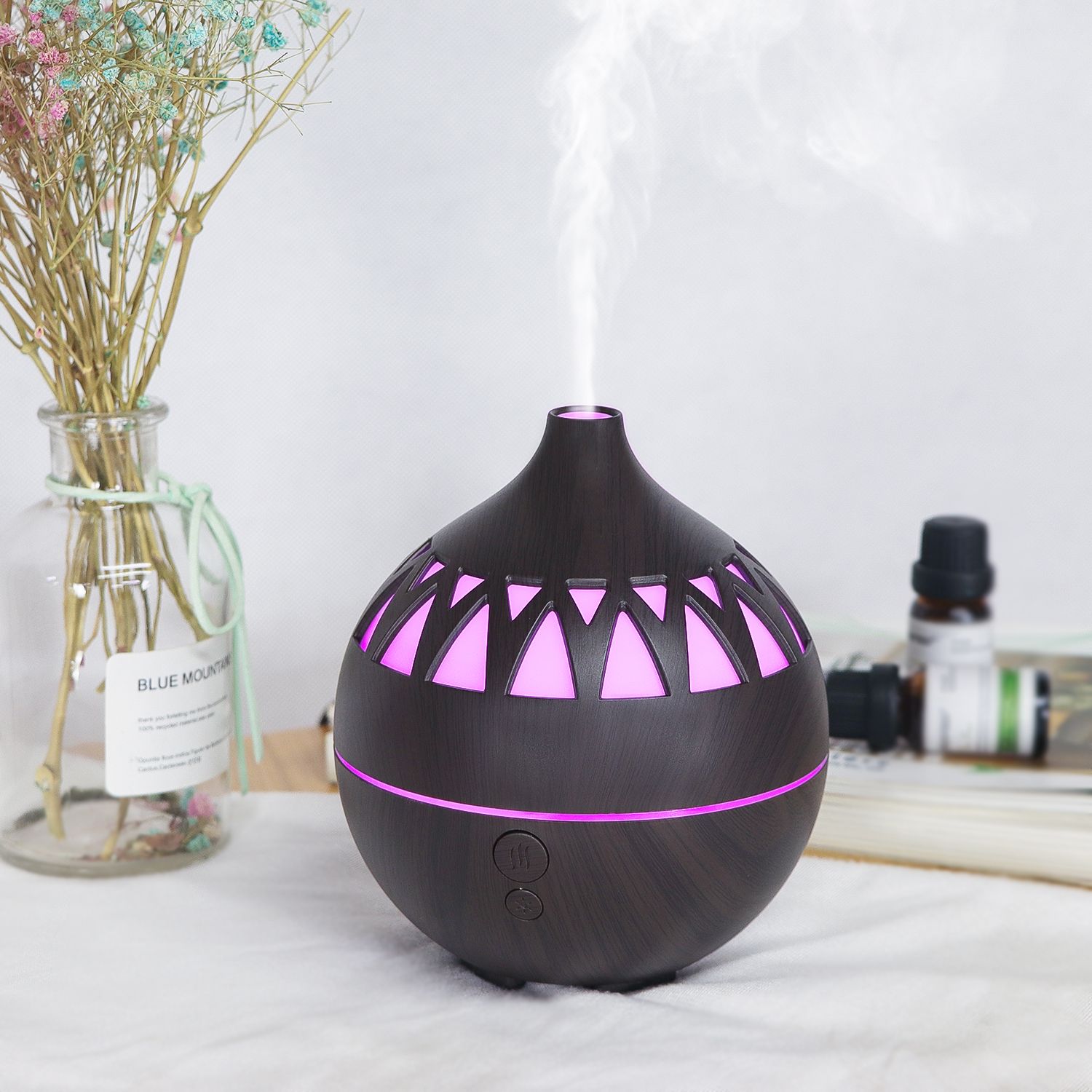 KP-5302 Wood Grain USB Color Light Humidifier Aroma Diffuser