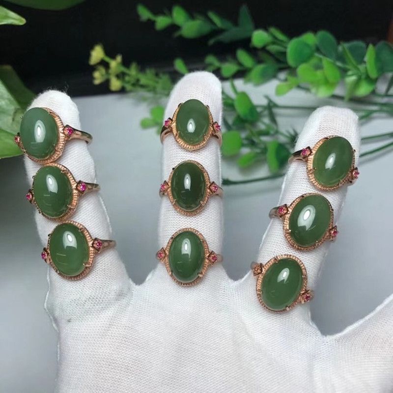 Bright Color Crystal jewelry, natural Hetian jade 925 silver ring details Picture