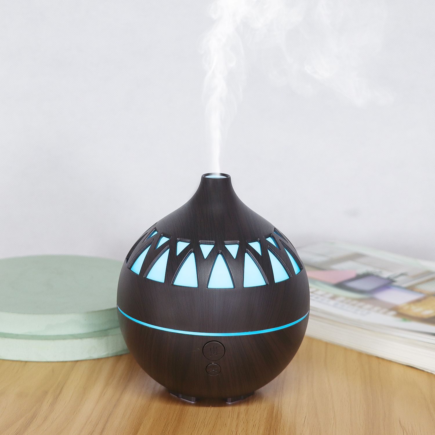 KP-5302 Wood Grain USB Color Light Humidifier Aroma Diffuser details Picture