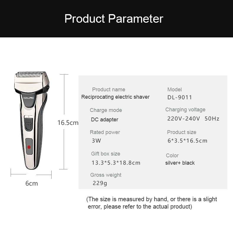 DALING-9011 men's razor, electric rechargeable, genuine, reciprocating beard blade, washable, wholesale for export detail image 10