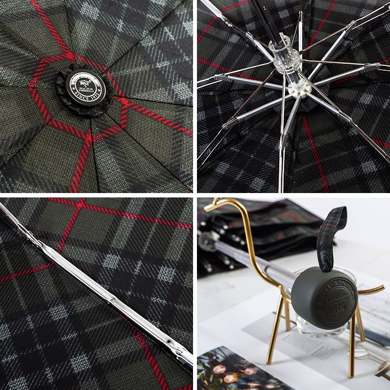 5211 checkered folding umbrella, export umbrella, hand-opened five-fold small umbrella pocket, girls' bag umbrella, folding bump fabric umbrella wholesale Item Picture