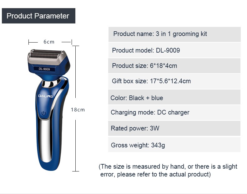 DALING-9009 Reciprocating electric rechargeable razor, three-in-one multi-functional hairdresser and nose hair remover for export wholesale detail image 13