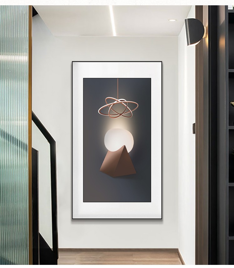 Bright Light Simple Language Entry Porch Decorative Painting Vertical Version Simple Modern Simple European Corridor Corridor Porch Star Diamond Gilding details Picture