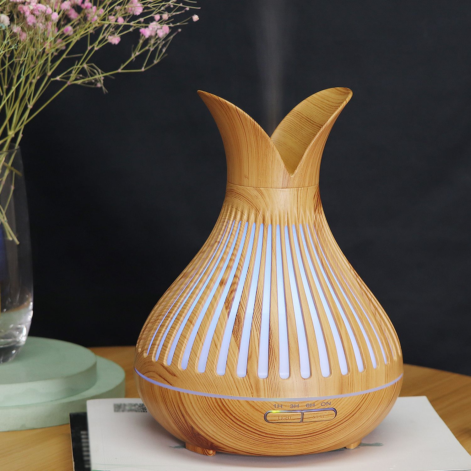 500ML wood grain color lamp humidifier aroma diffuser Specification image