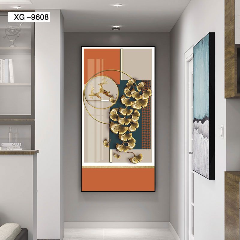 Crystal Porcelain Entrance Porch Decorative Painting Star Diamond Gilt Painting Vertical Version Corridor Mural Background Wall Modern Simple Fantasy Hanging Painting