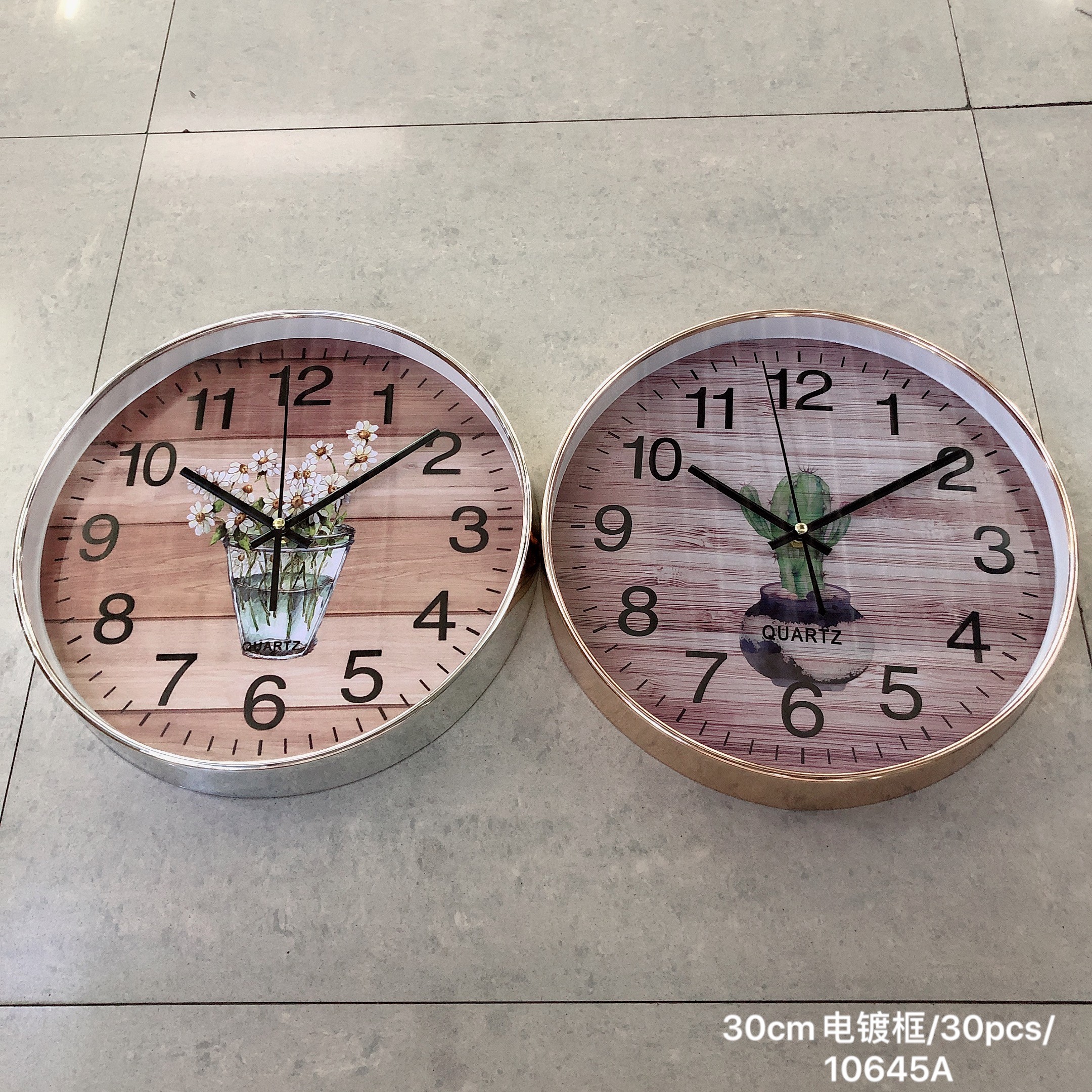 12-inch electroplated process creative quartz wall clock for study and kitchen is available for wholesale from the customer's LOGO factory detail image 4