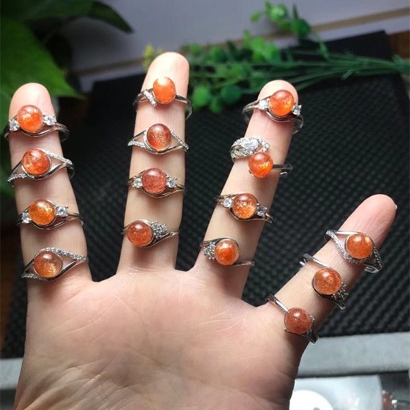 Bright Crystal Jewelry Natural Gold Strawberry 925 Silver Ring, Grand Open Ring for women details Picture