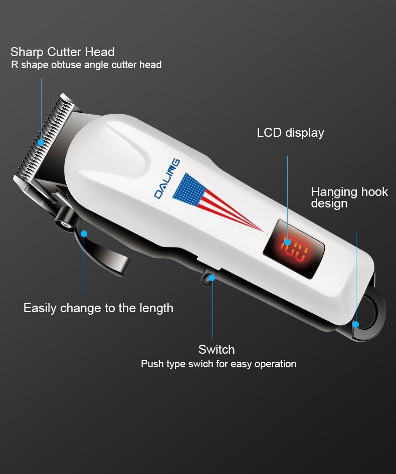 达玲DALING-1163发廊大功率理发器充电电源式推剪大人儿童剃头刀LED数显充电式刮光头推子外贸批发详情图9