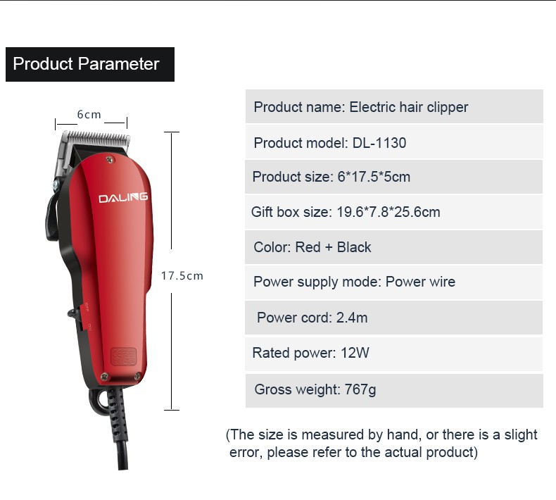 DALING-1130 Hair Clipper with wire, electric clipper, adult hair razor, special plug-in classic wine red for hair salons and barber shops, wholesale for export detail image 10