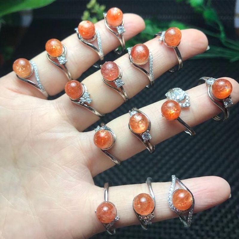 Bright Crystal Jewelry Natural Gold Strawberry 925 Silver Ring, Grand Open Ring for women Specification image