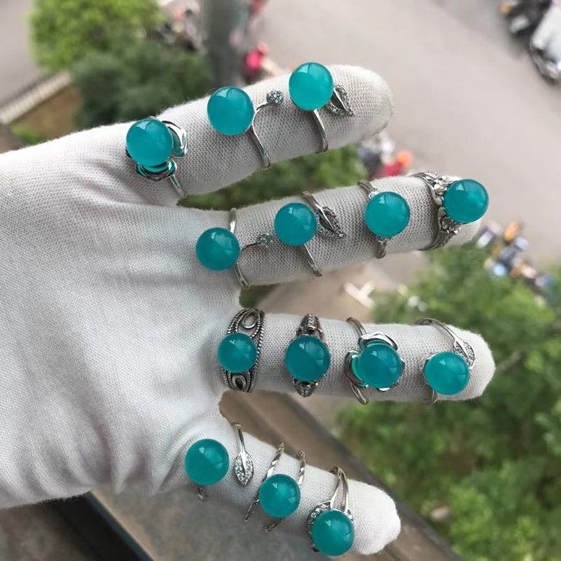 Bright crystal jewelry, natural 925 silver Tianhe stone ring, simple and elegant open ring