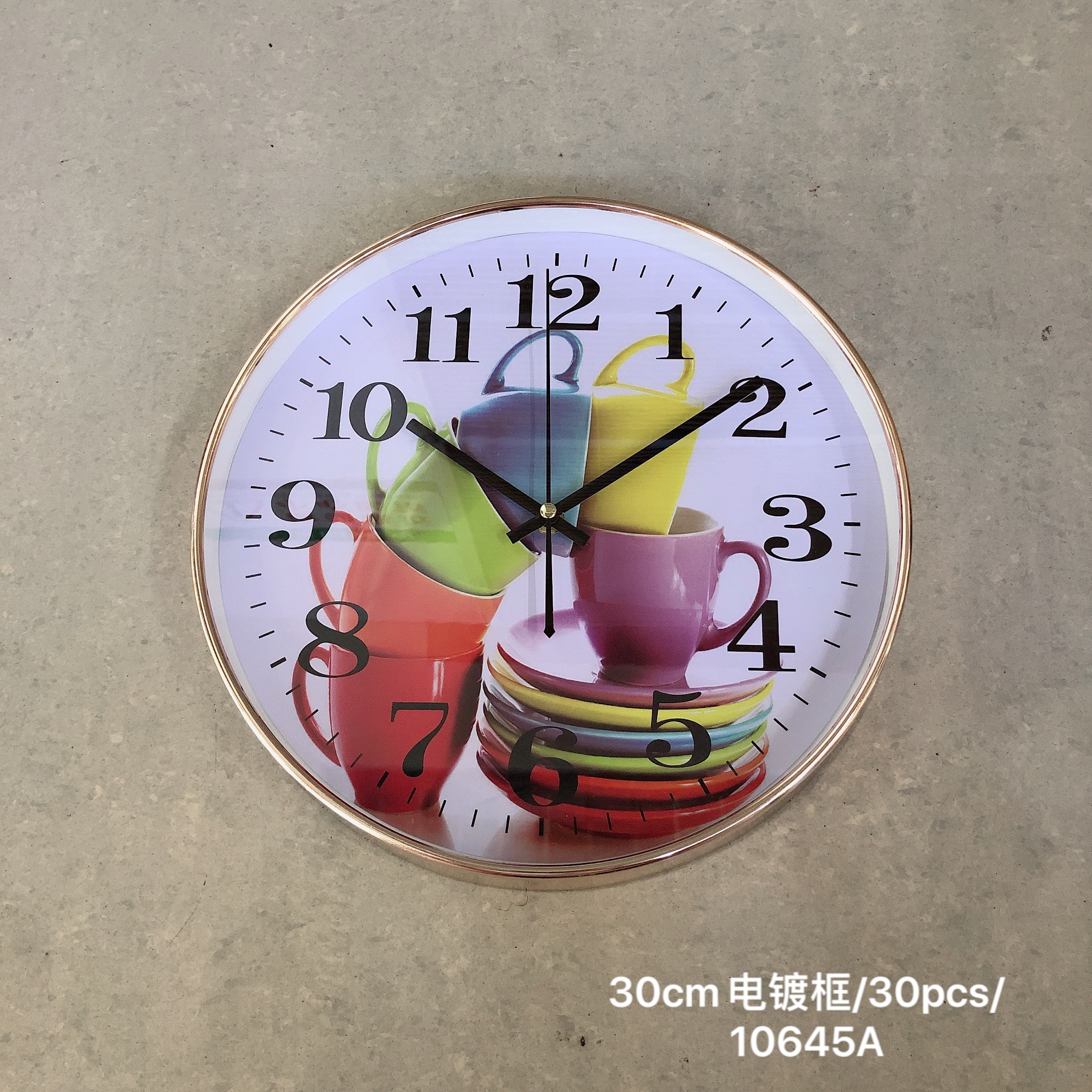 12-inch electroplated process creative quartz wall clock for study and kitchen is available for wholesale from the customer's LOGO factory detail image 3