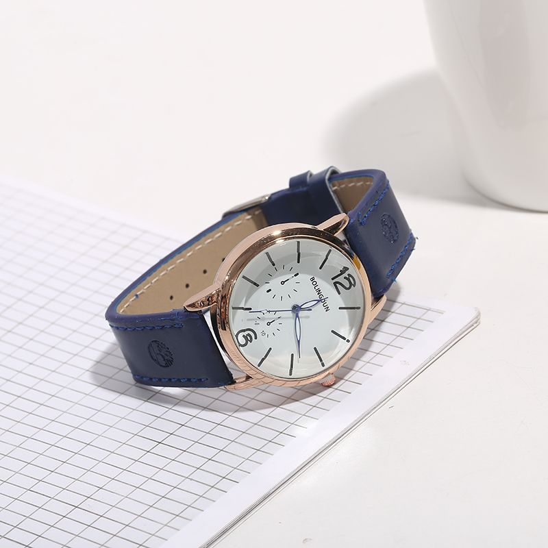 Wholesale of new Korean version men's waterproof business quartz watch, business simple leather strap sports fashion watch Specification image
