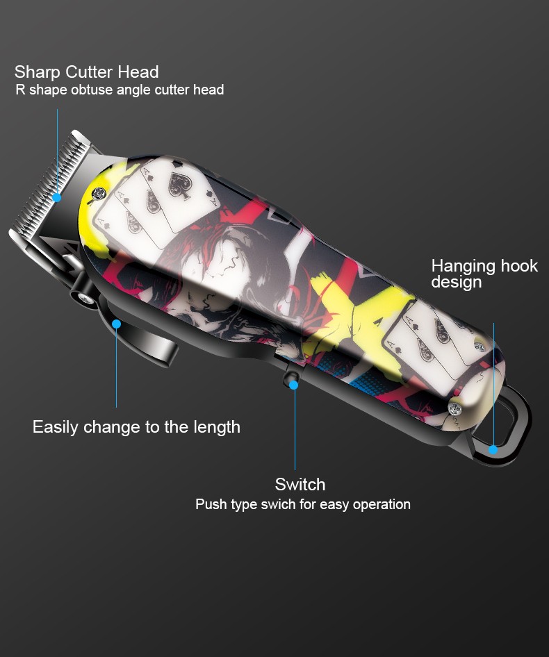 DALING-1160 Hair clipper, retro oil head, engraved electric clipper, hair shaving, electric clipper, hair cutting, shaving head, zero blade head, special for hair salons, graffiti style, retro color block, wholesale for export detail image 9