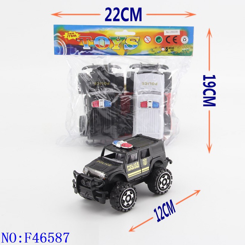 实色惯性警车2只  迷你玩具车卡通车模玩具礼品玩具地摊外贸热销玩具  F46587详情图3