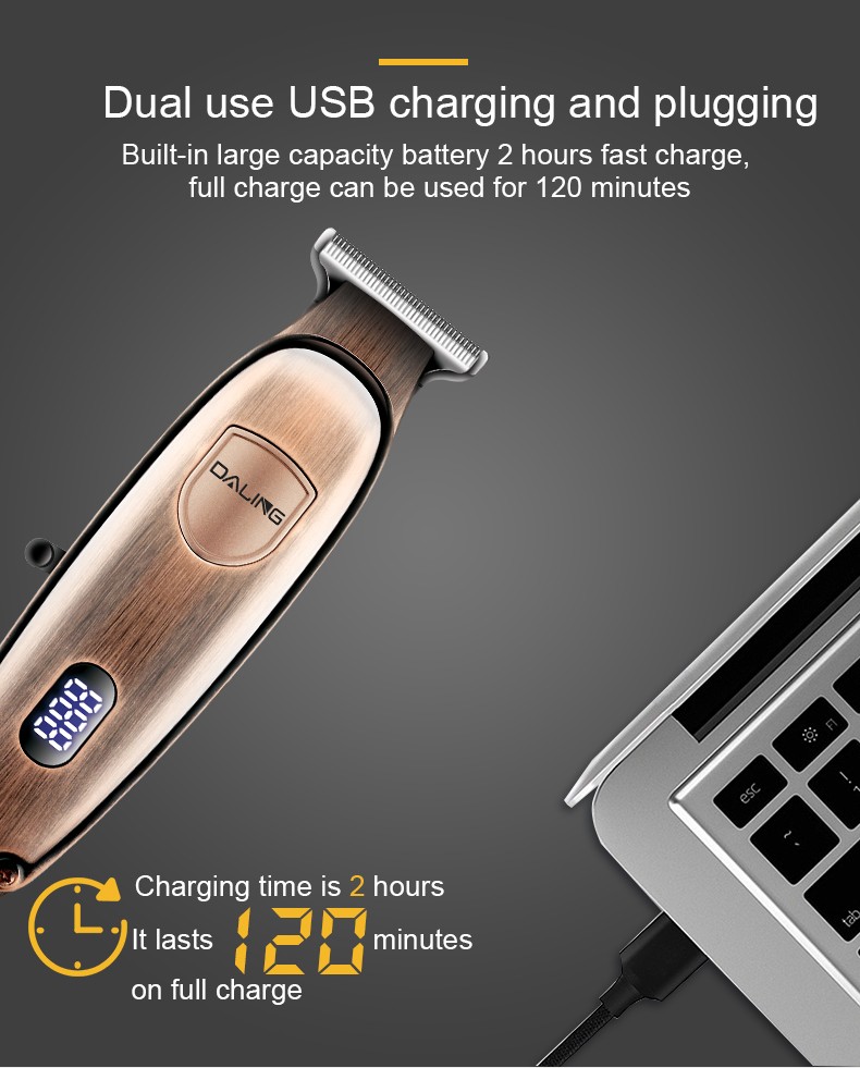 DALING-1212 hair clippers, professional adult and children's electric hair clippers, baby hair clippers, hair clippers, tools, washable blade heads, LED display, wholesale for export detail image 5