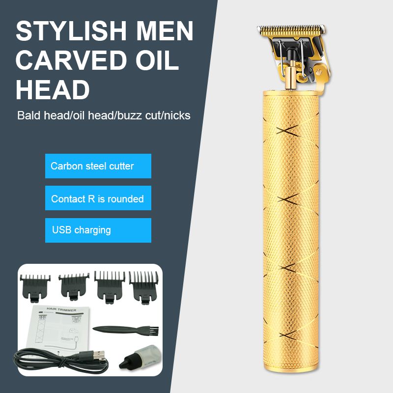 DALING-1210 Oil-head engraved electric clipper, Hair shaving tool, Shaving head Wonder, special for adult and children's hair salons, retro electric clipper, cross-border wholesale, retro luxury, classic yellow