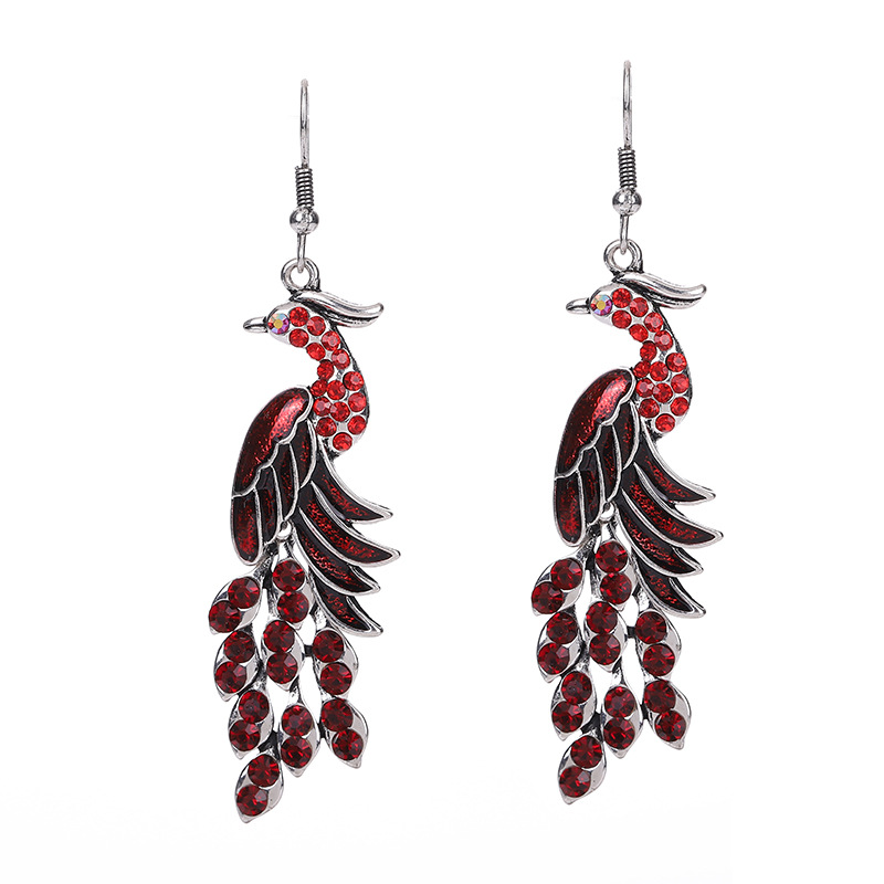 Korean style fashionable and stylish earrings, women's ethnic style peacock earrings, 66 elegant and new Item Picture