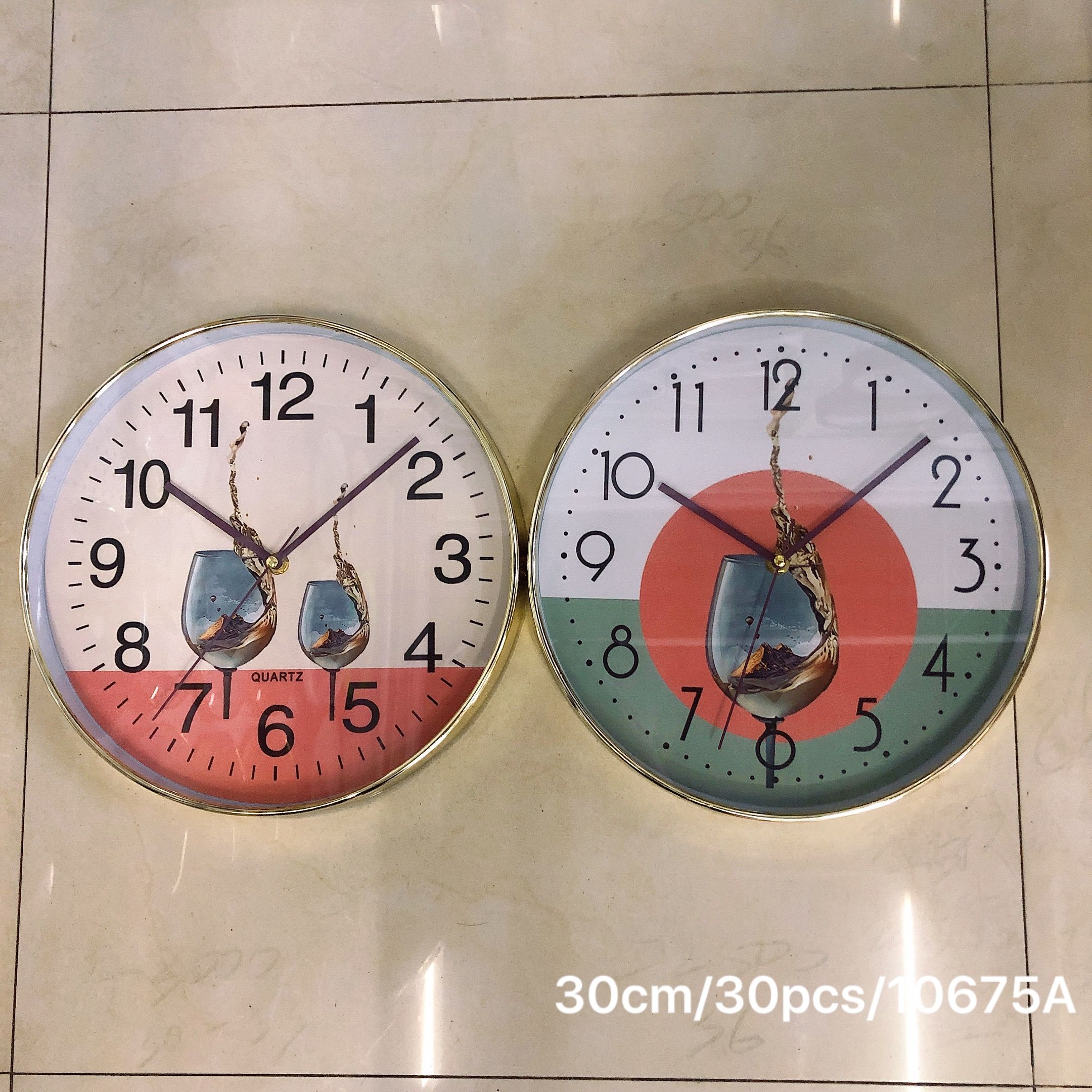 12-inch electroplated process creative quartz wall clock for study and kitchen is available for wholesale from the customer's LOGO factory details Picture