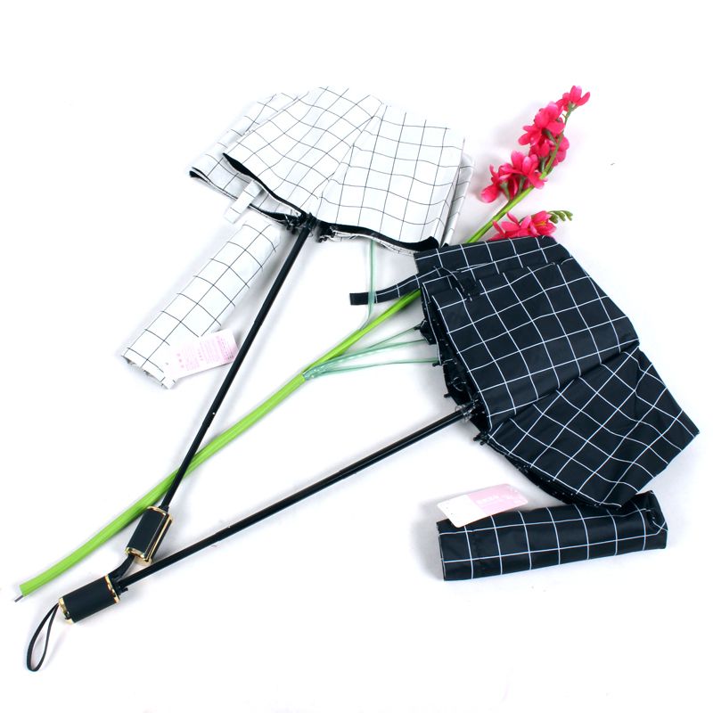 三折格子休闲商务伞产品图