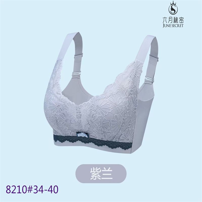 Shantou Dongzhoutai Knitting Factory Europe And America Sexy Cotton Comfortable One-Piece Underwear Women's Back Bra Underwear Lace Shoulder Strap Back Horizontal Thin Hollow Series 2