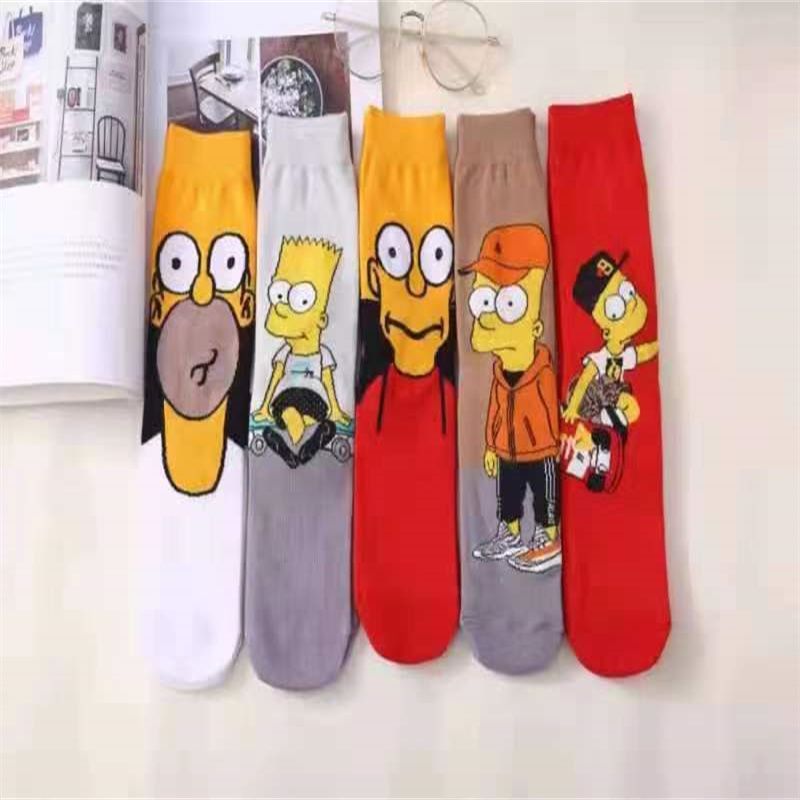 袜子女春秋ins潮中筒袜潮牌日系设计师艺术油画条纹欧美秋天长袜17